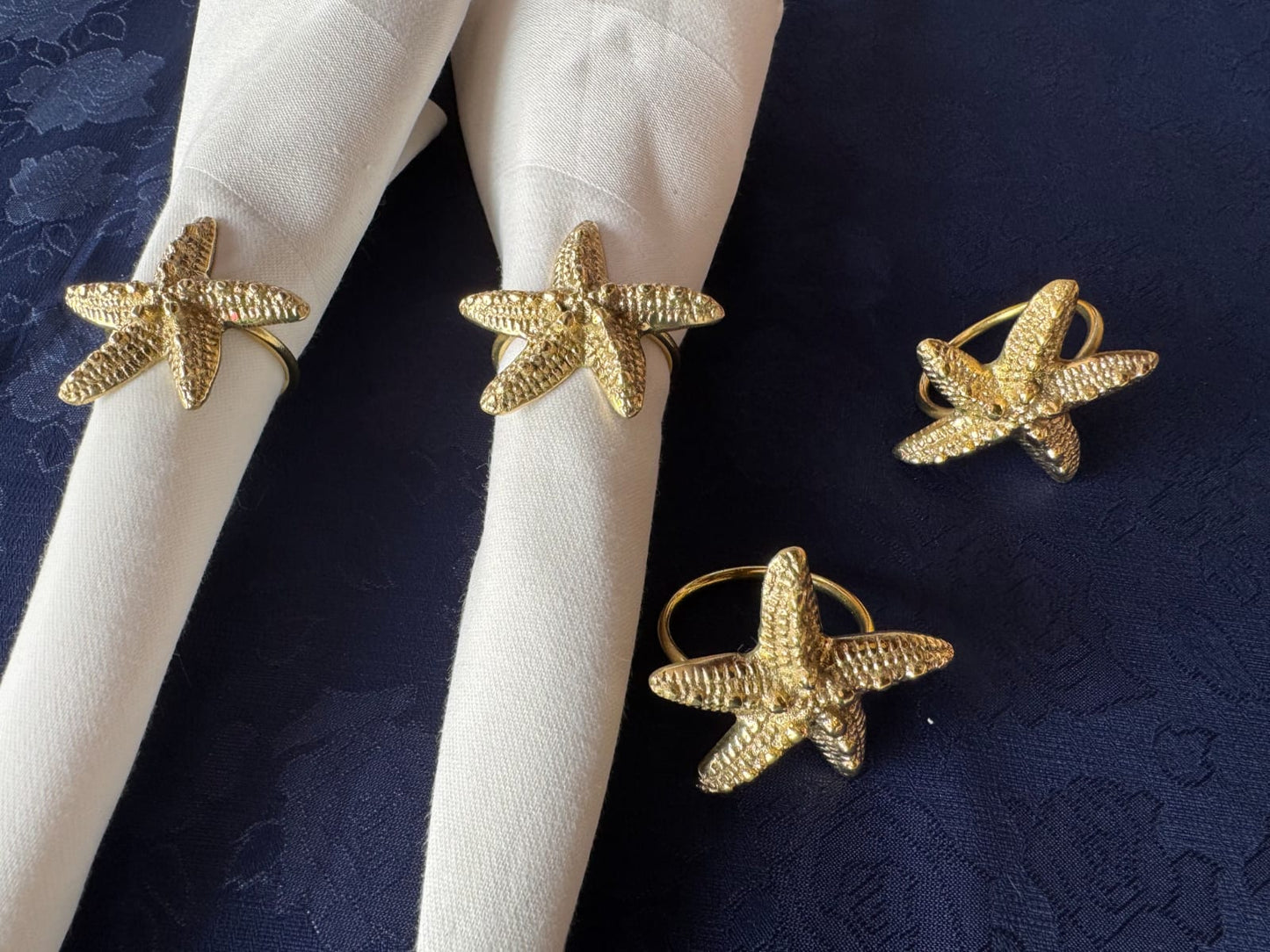 Starfish Napkin Rings from Bali, Coastal Beach Theme, Table Decor (Set of 4) (Start Fish Set 4)
