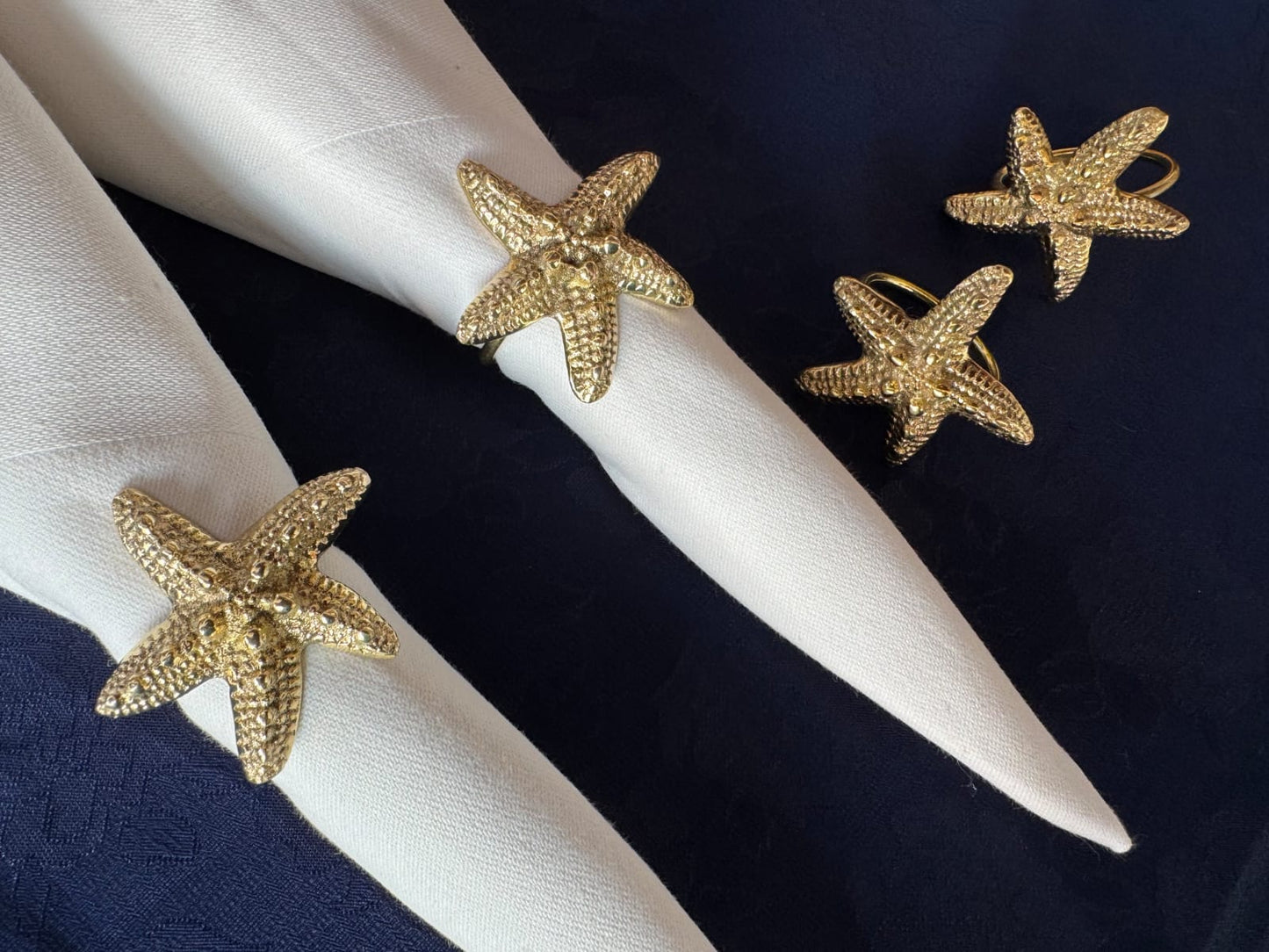 Starfish Napkin Rings from Bali, Coastal Beach Theme, Table Decor (Set of 4) (Start Fish Set 4)