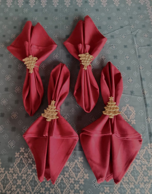 Christmas Tree Napkin Rings, Festive Holiday Table Decor, Handcrafted in Bali, (Christmas Tree Set 4)
