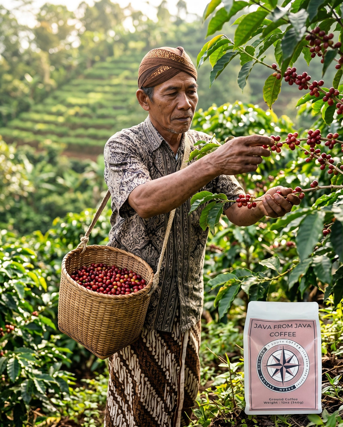 Java Volcano Coffee Ground, Rich and Bold Flavor, Ground Coffee for Brewing
