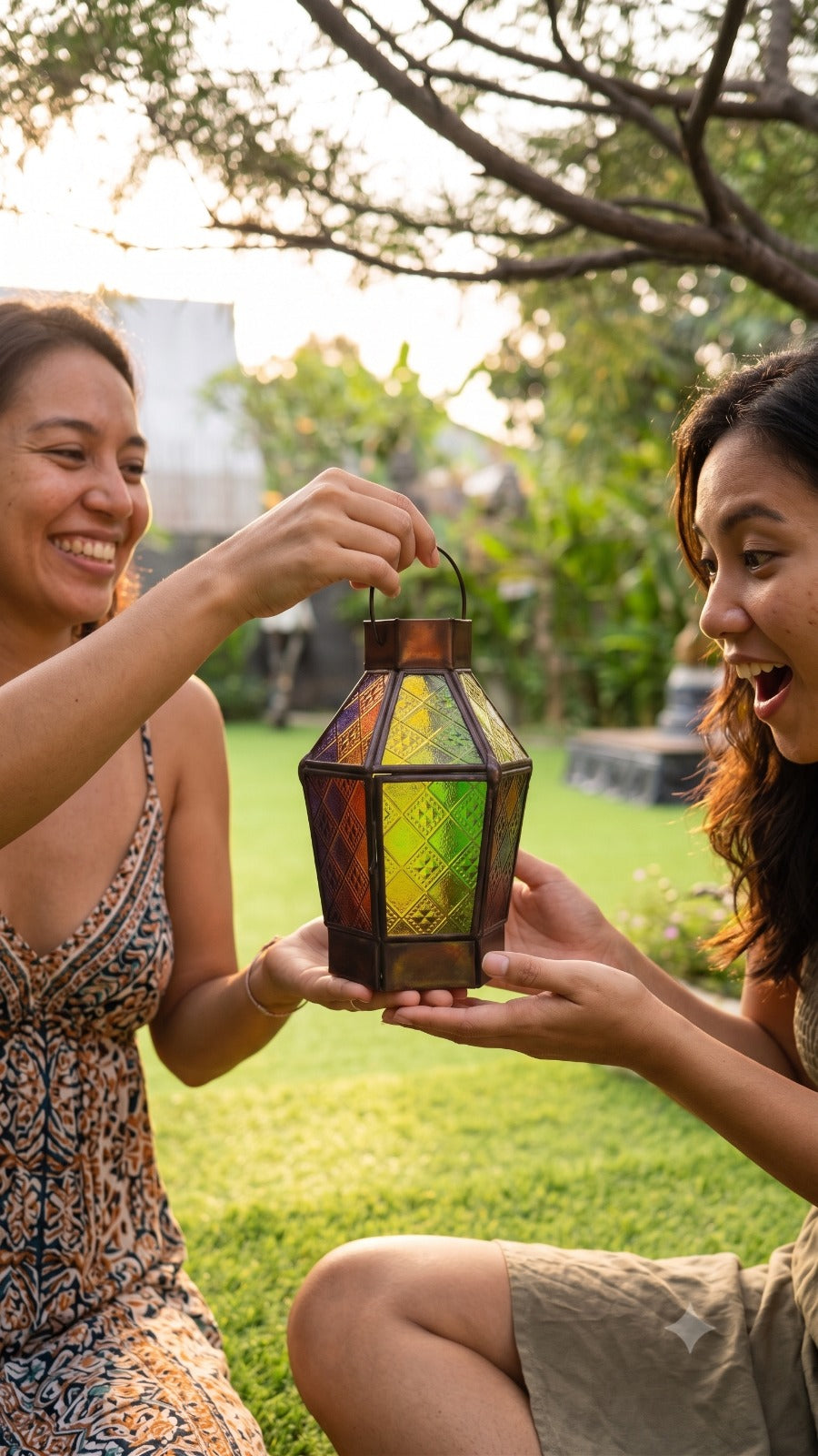 Boho Mystic Colored Glass Lantern - a Gift of Cozy Vibes, A Vibrant Addition to Any Space, Votive Candle Lantern