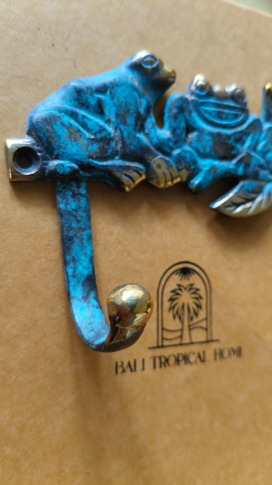 Happy Island Frogs Wall Hook – Tropical Bali Accent for Hats, Keys, Towels & More Handcrafted in Bali, Home Decor