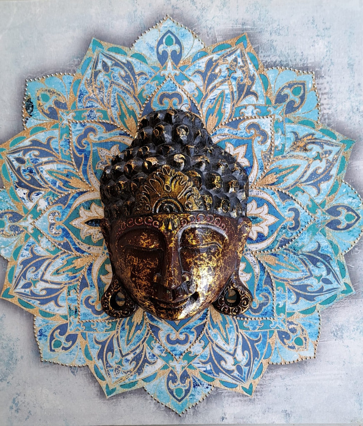 Bali Tropical Home Red Gold Harmony Buddha Mask - Invite Peace & Calm Into Your Space, Wall Decor