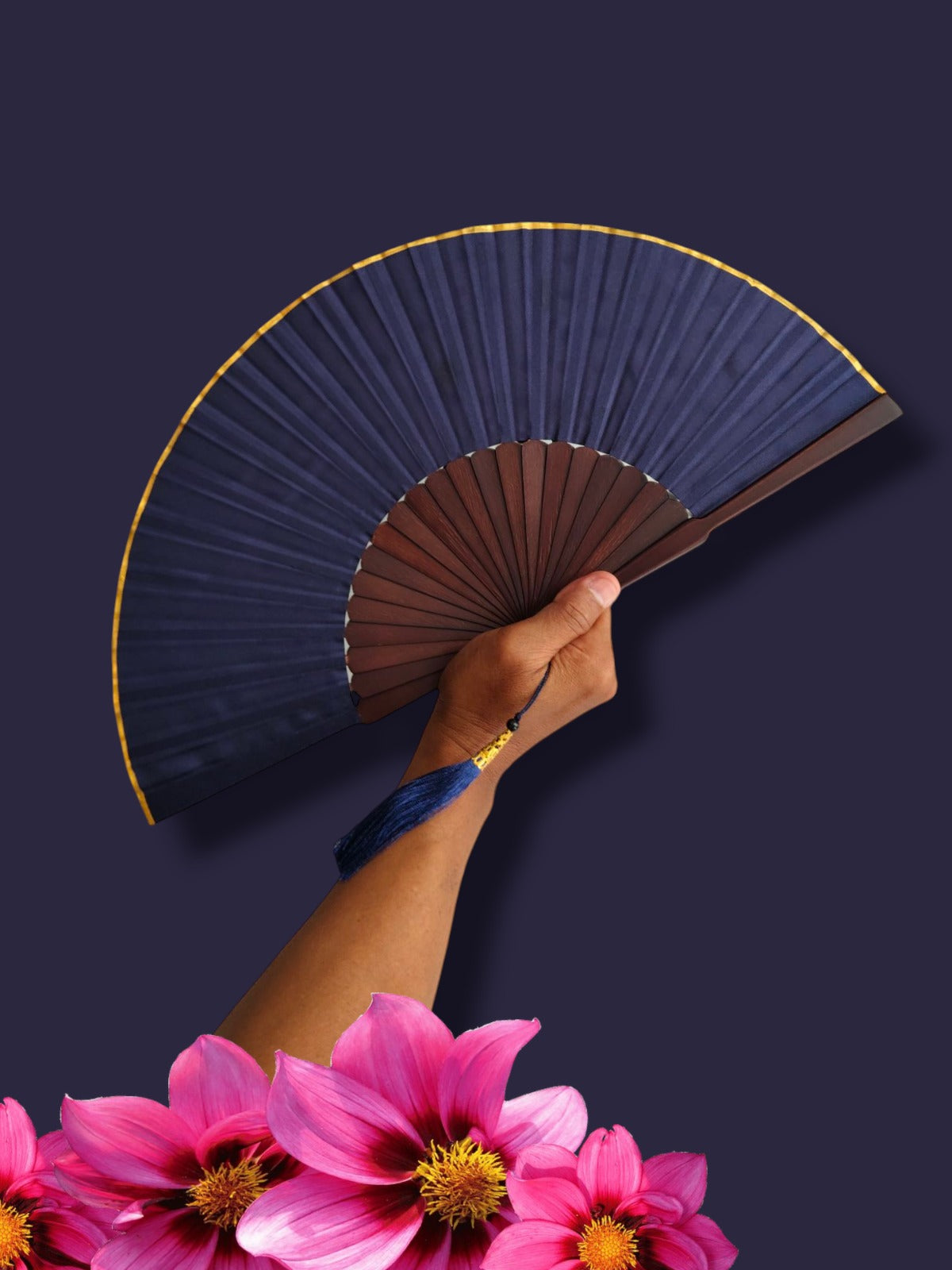 Bali Tropical Home Deep Blue Sea Folding Hand Fan