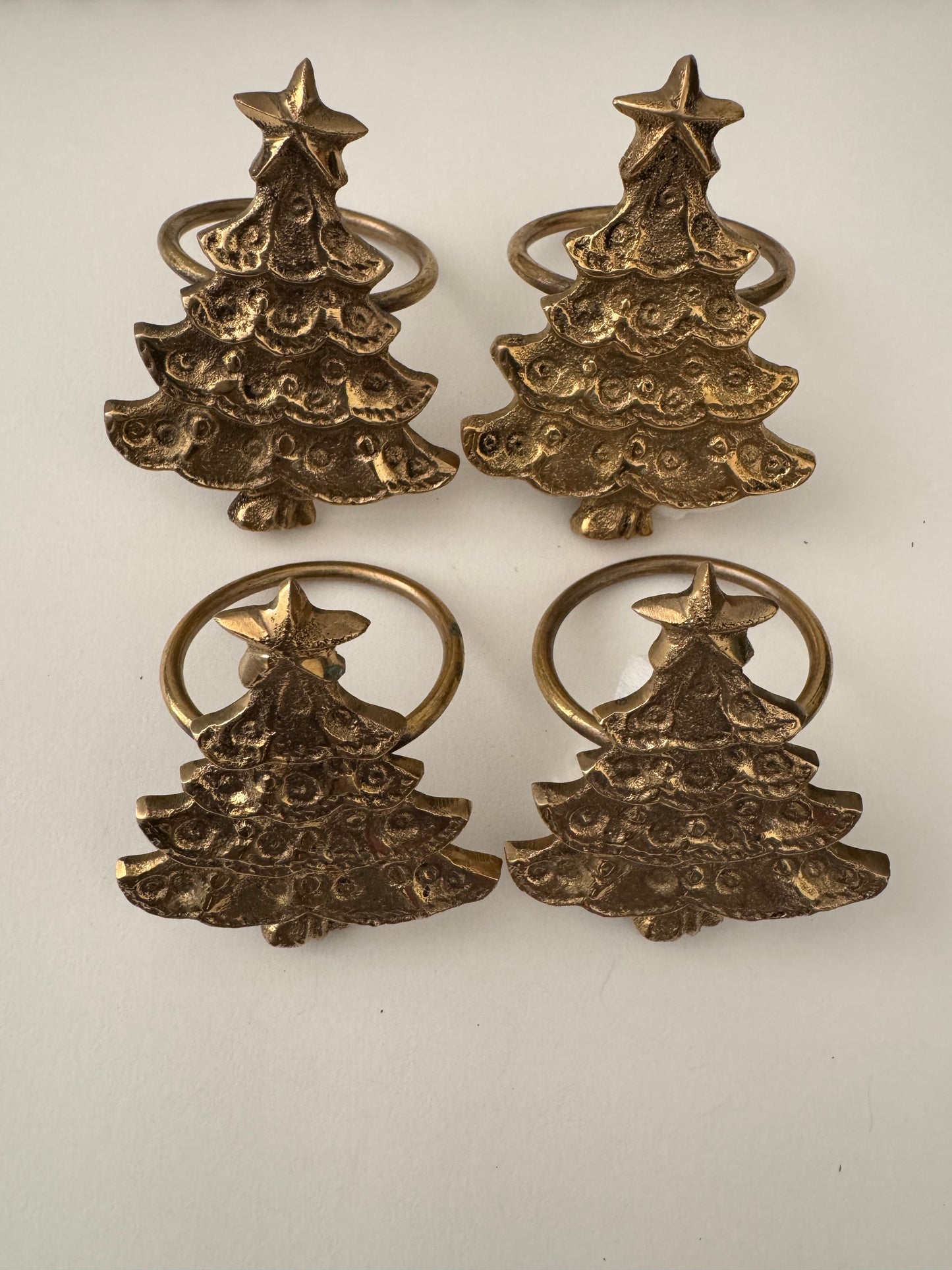 Christmas Tree Napkin Rings, Festive Holiday Table Decor, Handcrafted in Bali, (Christmas Tree Set 4)