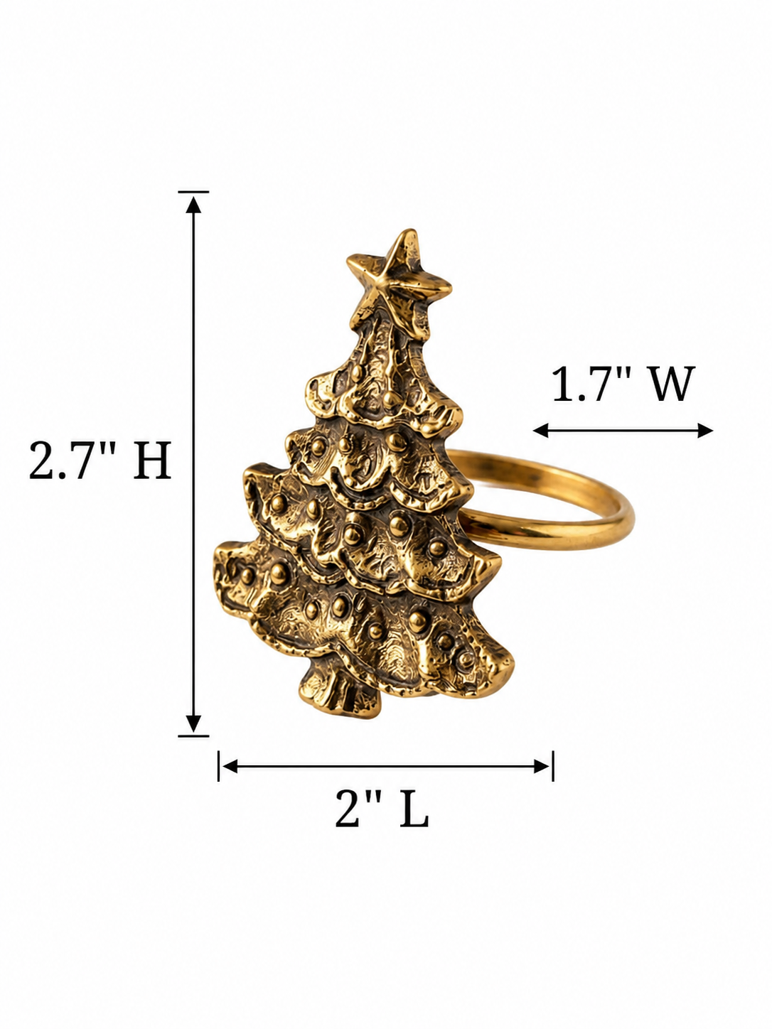 Christmas Tree Napkin Rings, Festive Holiday Table Decor, Handcrafted in Bali, (Christmas Tree Set 4)