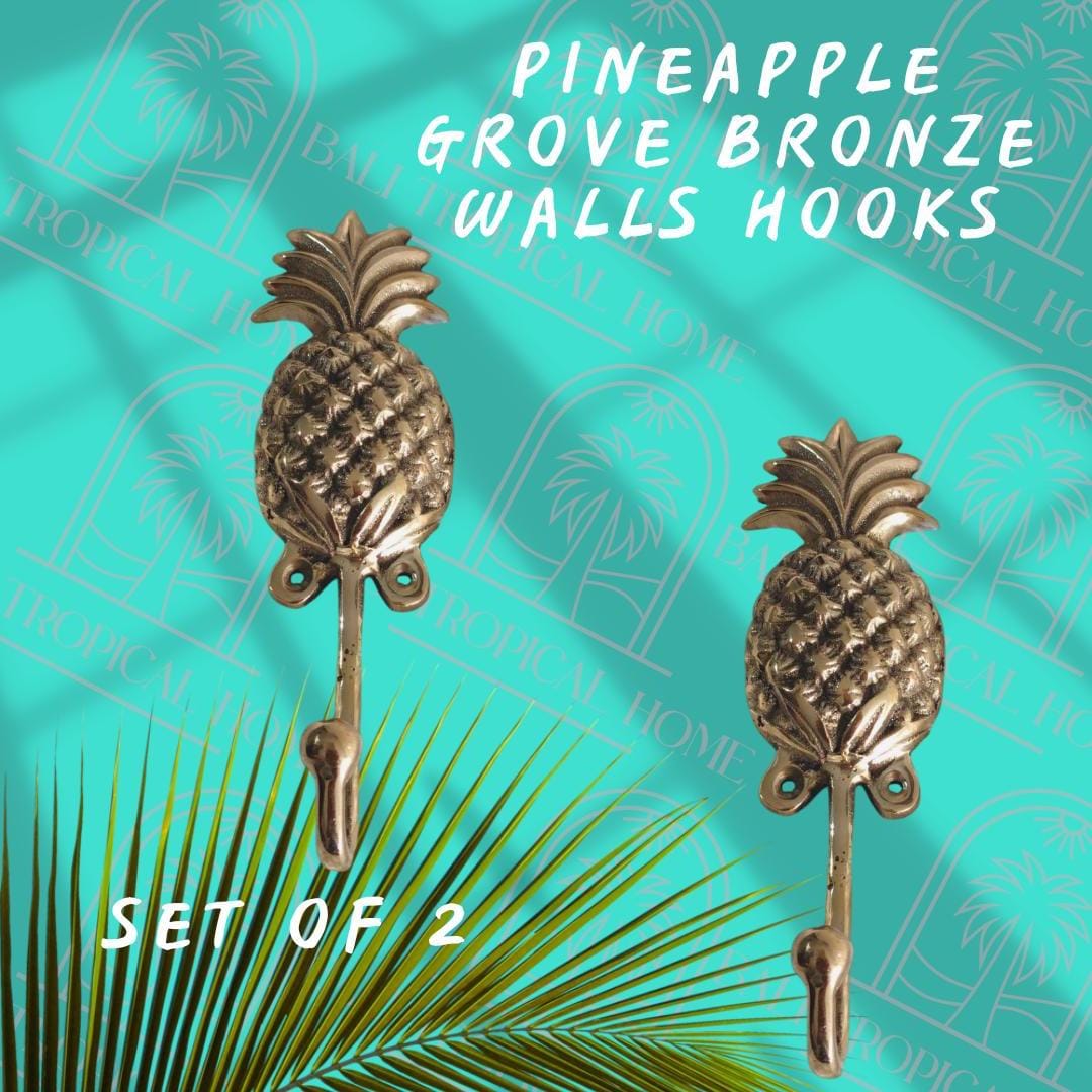 Handmade Bronze Pineapple Wall Hooks (Set of 2) – Tropical Home Decor
