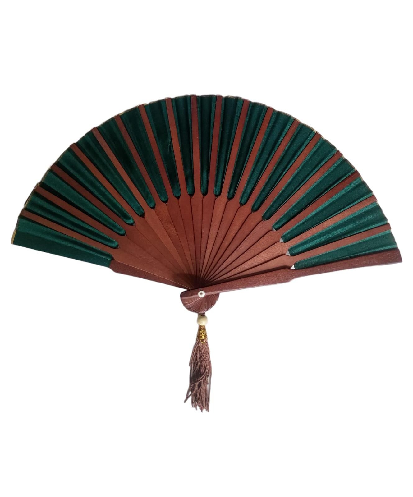 Exotic  Jungle Green  Folding Hand Fan 9 Inches, Handmade in Bali.