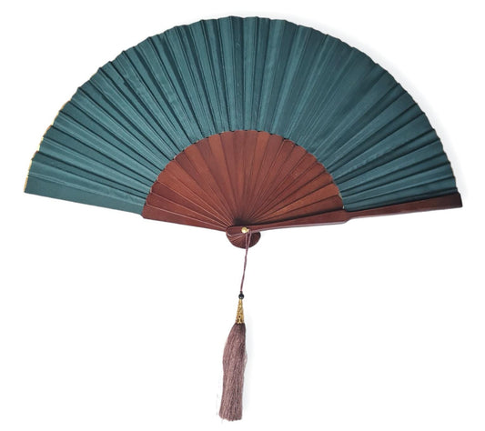 Exotic  Jungle Green  Folding Hand Fan 9 Inches, Handmade in Bali.
