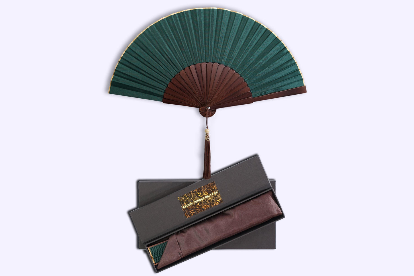 Exotic  Jungle Green  Folding Hand Fan 9 Inches, Handmade in Bali.