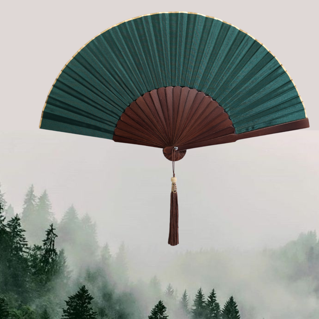 Multipack Exotic Jungle Green Folding Hand Fan, Set of 2, Bali Style